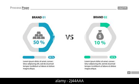 Comparison percentage chart slide template. Element of analysis, graph, diagram. Concept for business presentation, templates, annual report. Can be u Stock Vector