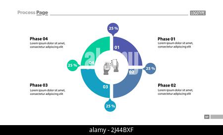 Four phase comparison donut chart. Element of graph, diagram, infographic. Concept for presentation, slide template, annual report. Can be used for to Stock Vector