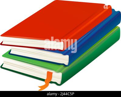 Stack of colored books. Design element. For banners, posters, leaflets and brochures. Stock Vector