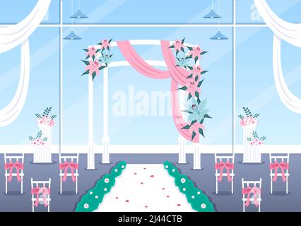 Wedding Organizer Providing Decoration Service or Making Plans Before Married Ceremony in Flat Background Cartoon Style Illustration Stock Vector