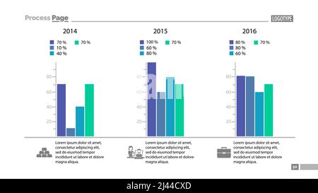 Three period comparison bar graph template. Element of analysis, diagram, infographic. Concept for presentation, templates, annual report. Can be used Stock Vector