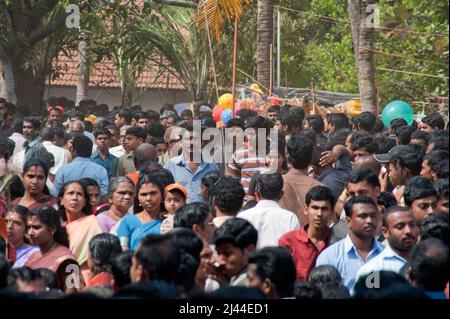 Crowd of People waiting for procession of Thaipusam festival in state Kerala India Stock Photo