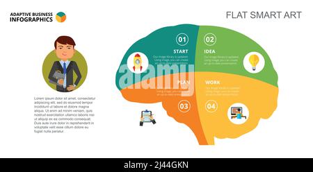 Brain metaphor chart. Step diagram, graph, layout. Creative concept for infographics, presentation. Can be used for topics like business, strategy, st Stock Vector