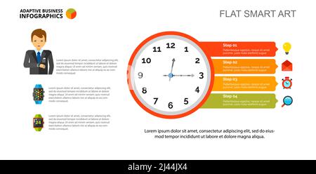 Clock diagram. Step chart, process graph, layout. Creative concept for infographics, presentation, project. Can be used for topics like business, plan Stock Vector