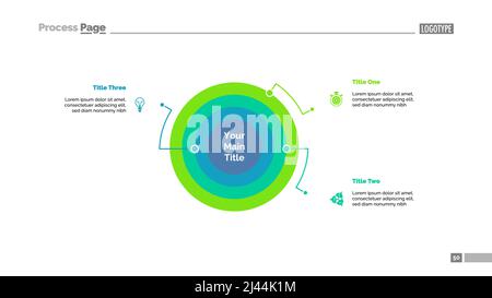 Doughnut chart with three elements. Diagram, template,, layout. Creative concept for infographics, presentation, project, report. Can be used for topi Stock Vector
