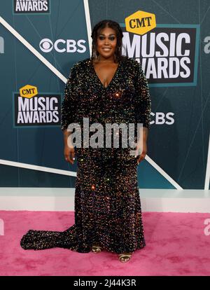 Tennessee, United States. 12th Apr, 2022. Brittney Spencer arrives at the CMT Music Awards at the Municipal Auditorium in Nashville, Tennessee, Monday, April 11, 2022. Photo by John Sommers II/UPI Credit: UPI/Alamy Live News Stock Photo