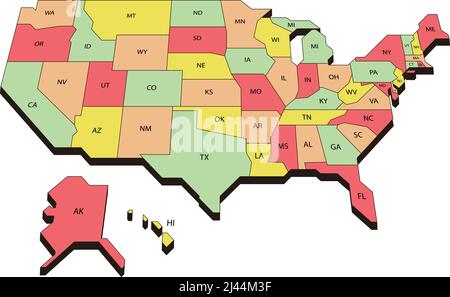 Map of American, 50 states in the United States. Vector illustration Stock Vector