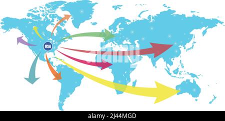 USA business world map, vector illustration Stock Vector