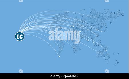 5G 5th generation mobile network wireless Systems in the world.  Wireless Technologies and Mobile Networks Stock Vector