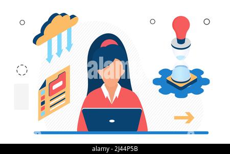 Secured cloud information technology system data. Privacy working process management access Stock Vector