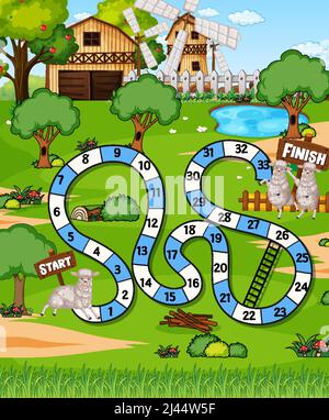 A farm boardgame template illustration Stock Vector