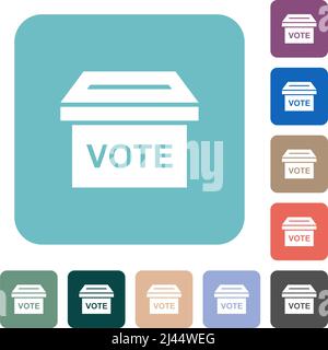 Ballot box solid white flat icons on color rounded square backgrounds Stock Vector