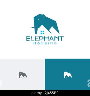 Elephant House Real Estate Realty Strong Construction Logo Stock Vector
