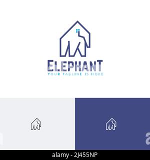 Elephant House Real Estate Realty Strong Construction Line Logo Stock Vector