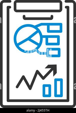 Writing Tablet With Analytics Chart Icon. Editable Bold Outline With Color Fill Design. Vector Illustration. Stock Vector