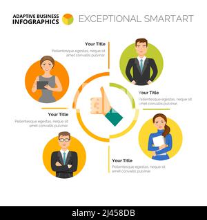 Flow chart with four option. Cycle diagram, process graph, template. Creative concept for infographics, presentation, project, report. Can be used for Stock Vector