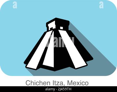 Chichen Itza,Mexico, famous landmark flat icon, Famous scenic spot Stock Vector
