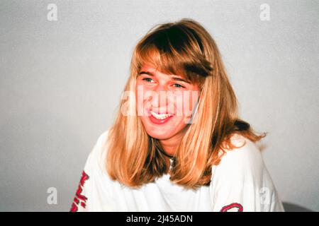 German professional tennis player Steffi Graf (1993), here in May 1993, during the French Open, officially known as Roland-Garros Stock Photo