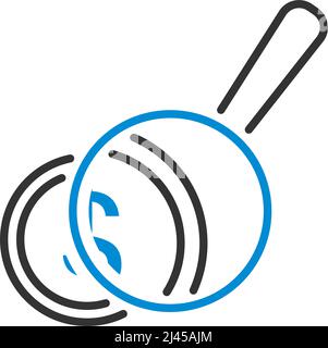Magnifying Over Coins Stack Icon. Editable Bold Outline With Color Fill Design. Vector Illustration. Stock Vector