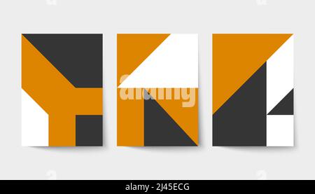 2d cover template for brochure, booklet. Set of backgrounds for the annual report, flyer. Abstract flat geometric pattern Stock Vector