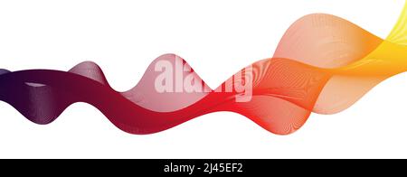 Fluid 3d background with smooth lines. Gradient blend, wide abstract banner with waves. Futuristic  modern linear pattern. Technology vector concept Stock Vector