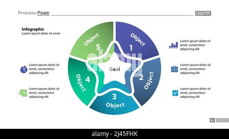 Pie chart with five parts. Business data. Diagram, infographic, design. Creative concept for infographic, template, presentation. Can be used for topi Stock Vector