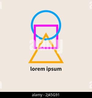 Geometric shapes, triangle, circle and square. Modern outline symbol. Business logo Stock Vector