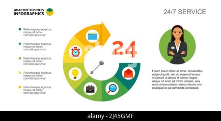 Pie chart. Clock diagram, process graph, layout. Creative concept for infographics, presentation, project. Can be used for topics like business, marke Stock Vector