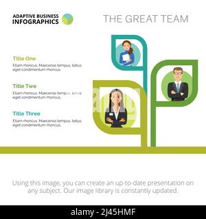 Tree chart with three options. Team structure, human resource, tree diagram. Creative concept for infographics, presentation, project. Can be used for Stock Vector