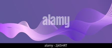 Fluid 3d background with smooth lines. Gradient blend, wide abstract banner with waves. Futuristic  modern linear pattern. Technology vector concept Stock Vector