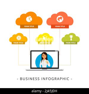 Tree chart with five elements. Diagram, flow chart, layout. Creative concept for infographics, presentation, project, report. Can be used for topics l Stock Vector