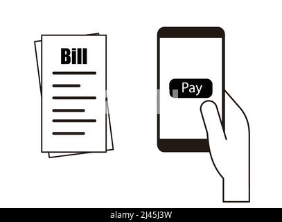 Mobile payment concept. Pay bills on line. Stock Vector