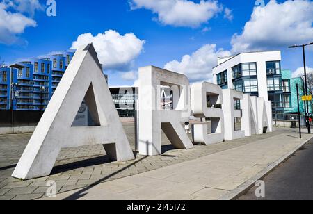 Arsenal football clubs Emirates Stadium with former players banner of ...