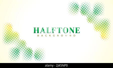 Halftone Background Design Template. Abstract Dots Pattern in Foliage Color Gradient Stock Vector