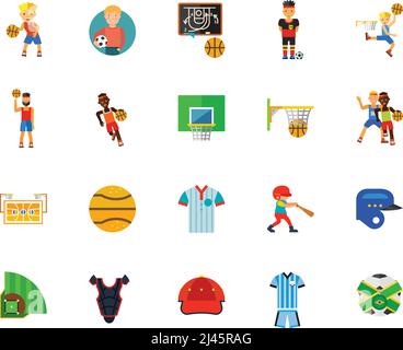 Ball games icon set. Can be used for topics like sport, competition, match, hobby, leisure Stock Vector