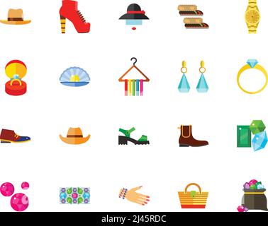Accessories and shoes icon set. Can be used for topics like fashion, style, beauty, wealth, luxury Stock Vector