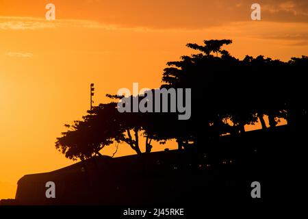 Sunrise at Copacabana Beach in Rio de Janeiro, Brazil. Stock Photo