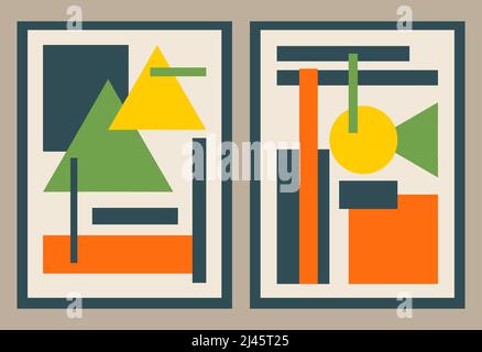 Set of abstract mid century art Stock Vector
