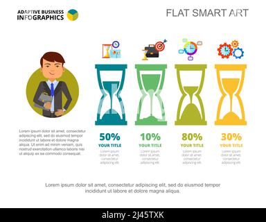 Business Infographics with Sandglasses. Bar diagram, graph, layout. Creative concept for infographics, presentation, project, report. Can be used for Stock Vector