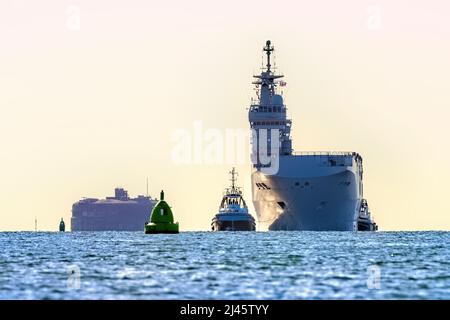 FS Dixmude (L9015) is a Mistral class amphibious assault ship of the French Marine Nationale - April 2022. Stock Photo