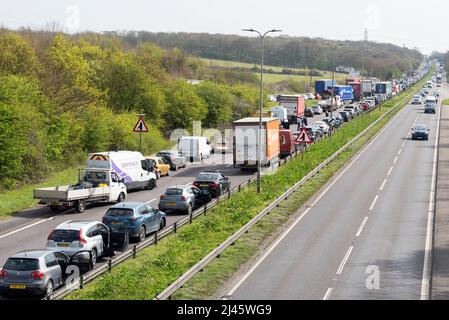 Brentwood Essex UK. 12th Apr 2022. A crash involving a lorry