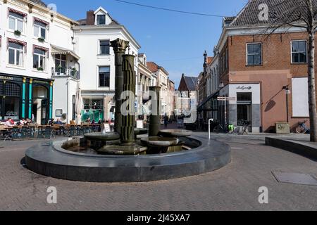 The fountain at the Houtmarkt in the city of Zutphen, Gelderland, the Netherlands Stock Photo