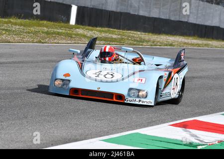 Scarperia, 3 April 2022: Porsche 908-03 year 1970 ex B. Redman - J. Siffert in action during Mugello Classic 2022 at Mugello Circuit in Italy. Stock Photo