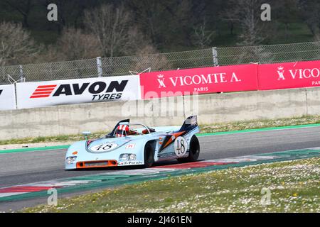 Scarperia, 3 April 2022: Porsche 908-03 year 1970 ex B. Redman - J. Siffert in action during Mugello Classic 2022 at Mugello Circuit in Italy. Stock Photo