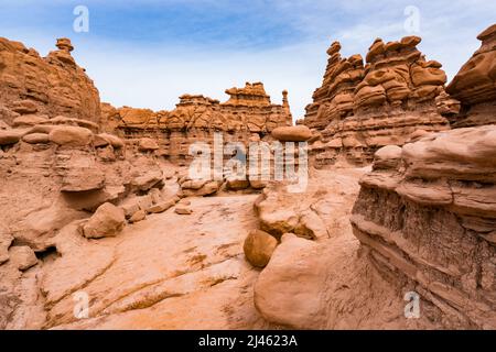 Amazing Hoodoo Rock Forations at Goblin Valley State Park in Utah Stock Photo