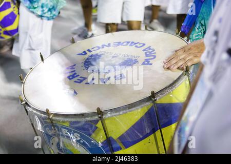 Technical Rehearsal of the Unidos da Tijuca Samba School at Marques de Sapucai in Rio de Janeiro, Brazil - March 27, 2022: Parade of the Unidos da Tij Stock Photo