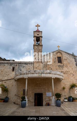 Exterior of the Greek Orthodox Church of the Annunciation, Nazareth, Israel The Greek Orthodox Church of the Annunciation also known as the Greek Orth Stock Photo