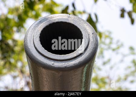 The barrel of the cannon aims up Stock Photo