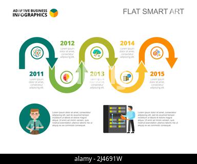 Five steps process chart slide template. Business data. Option, timeline, design. Creative concept for infographic, project. Can be used for topics li Stock Vector
