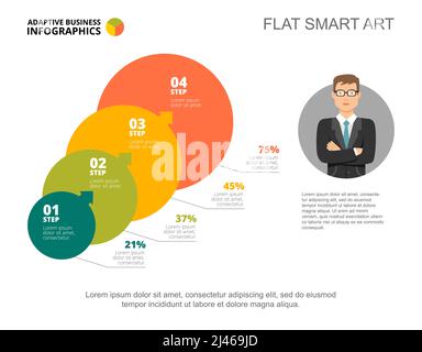 Four steps percentage chart. Business data. Carrier, diagram, design. Creative concept for infographic, templates, presentation. Can be used for topic Stock Vector